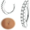 thumbnail image 1 of 14G Belly Button Rings for Women 925 Sterling Silver Hypoallergenic Clicker Belly Button Ring Cubic Zirconia Paved Reverse Hoop Belly Rings Body Belly Piercing Jewelry, 1 of 6