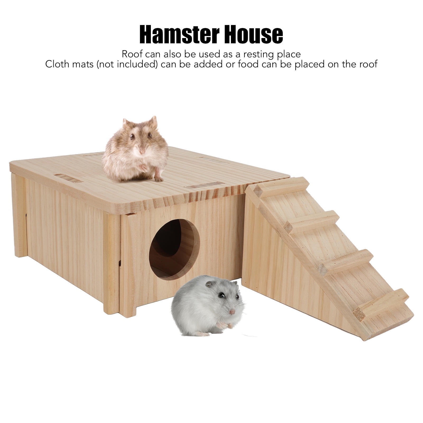 Suodoka Premium Wooden Hamster Hideout with Ladder – Durable, Multi‑Use Pet House for Hamsters, Rabbits & Small Pets