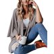 thumbnail image 2 of Guardurnaity Suéter abierto frontal para mujer, cárdigan de punto suelto de poliéster, manga 3/4, ropa informal de primavera y otoño, Púrpura, M Prendas para la parte del cuerpo Gris SG Guardurnaity AP003557-19, 2 of 6