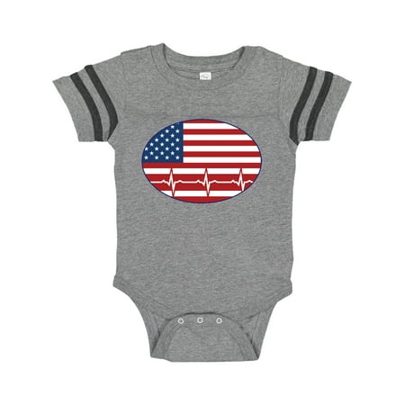 

Inktastic Heartbeat US Flag Nurse EMT Doctor Gift Baby Boy or Baby Girl Bodysuit