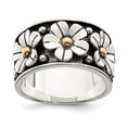 thumbnail image 4 of 925 Sterling Silver Antiqued with Gold Centers Daisy Ring Size 8, 4 of 7