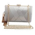 thumbnail image 1 of Bolso De Mano De Fiesta De Noche De Seda Con Colgante De Borla Elegante Para Mujer Plateado SM SunniMix Elegante bolso de mano con borla, 1 of 6