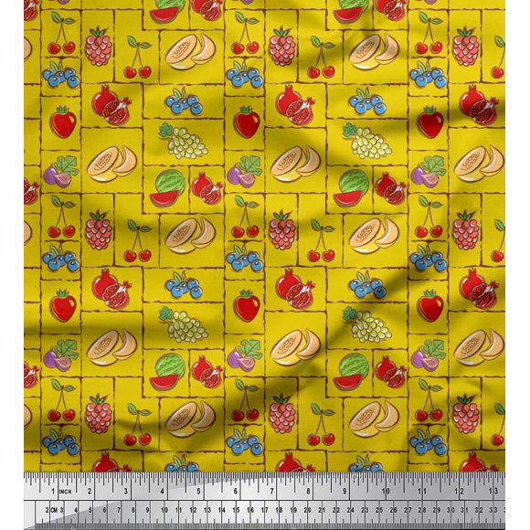 Soimoi Cotton Duck Fabric Mix Fruits Print Fabric by Yard 56 Inch Wide