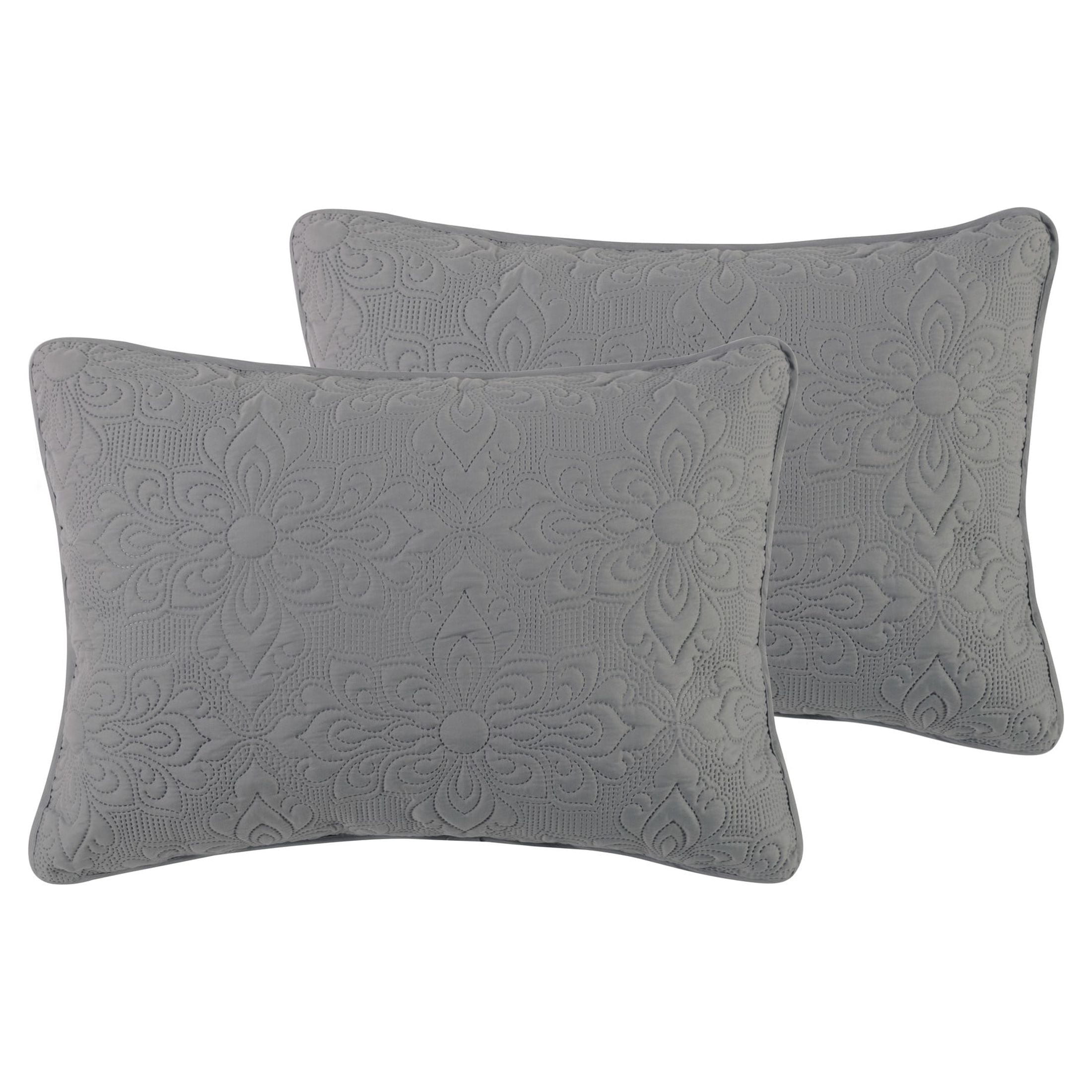 VCNY Home Caroline 2-Piece Grey Floral Quilt Set, Twin, Adult, Unisex