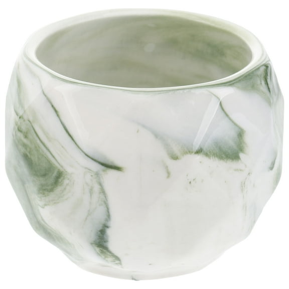 MLINS 1 Pc Ripple Marble Succulent Planter Ceramic Flower Pot for Home Office Decor Green