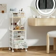 thumbnail image 3 of Makeup Organizer Storage Cart - Floor Skincare Make Up Storage with 4 Drawers, Rolling Makeup Cart Vanity Organizer Cosmetics Display Cases Holder for Skin Care Perfume Nail Polish, 3 of 10