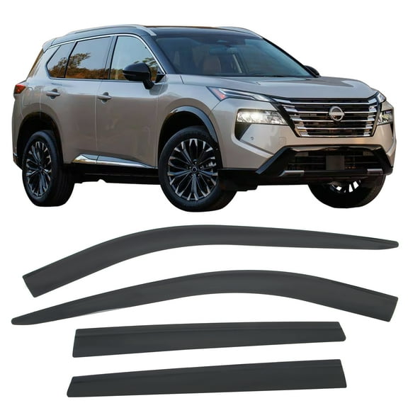 Ikon Motorsports Tape-On Window Visors for 2021-2026 Nissan Rogue, Low Profile Style Acrylic Smoke/Tinted 4PCS, Vent Rain Sun Guards Deflectors