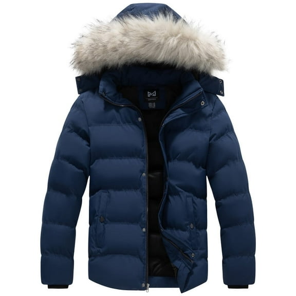 KVE Men's Hooded Winter Coat Warm Puffer Jacket Thicken Quilted Jacket Dark Grey(Hood) XX-Large