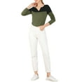 thumbnail image 2 of Allegra K T-Shirt Décontracté à Manches Longues à Col en V pour Femmes, 2 of 6