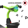 thumbnail image 2 of Triciclo para Niños con Bastón Torreta con Luz y Sonido Pedales Desmontables Posapiés Plegables Apto desde 2 años o hasta 25 kg - Verde, 2 of 7