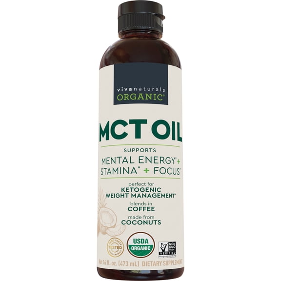 Viva Naturals Organic MCT Oil with C8 and C10 Fatty Acids, 16 fl oz
