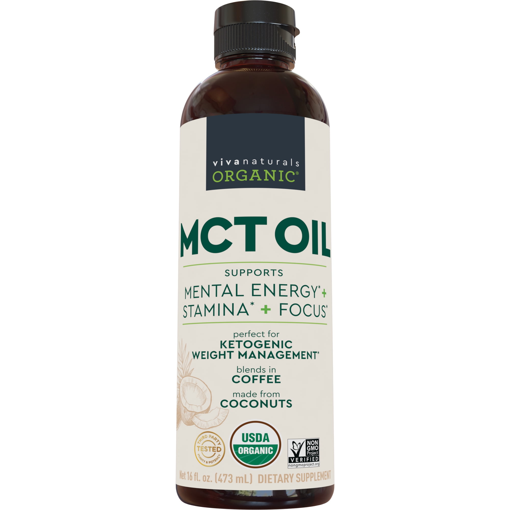 Viva Naturals Organic MCT Oil with C8 and C10 Fatty Acids, 16 fl oz