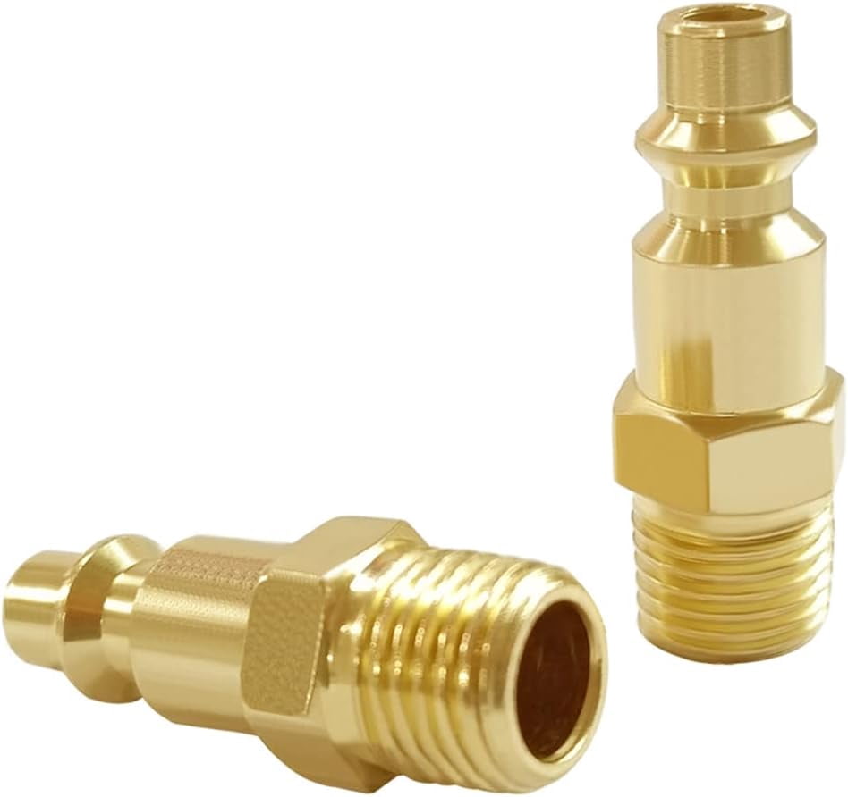 MKEUDQ-6PCS Brass 1/8 Inch NPT Male Industrial Air Hose Quick Connect Plug Air Compressor Pneumatic Coupler Fitting Adapter
