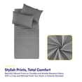 thumbnail image 2 of 4 Piece Printed Sheet Set, Deluxe Ultra Soft 1500 Series, Double Brushed Microfiber -Pinstripes Gray, Twin, 2 of 5