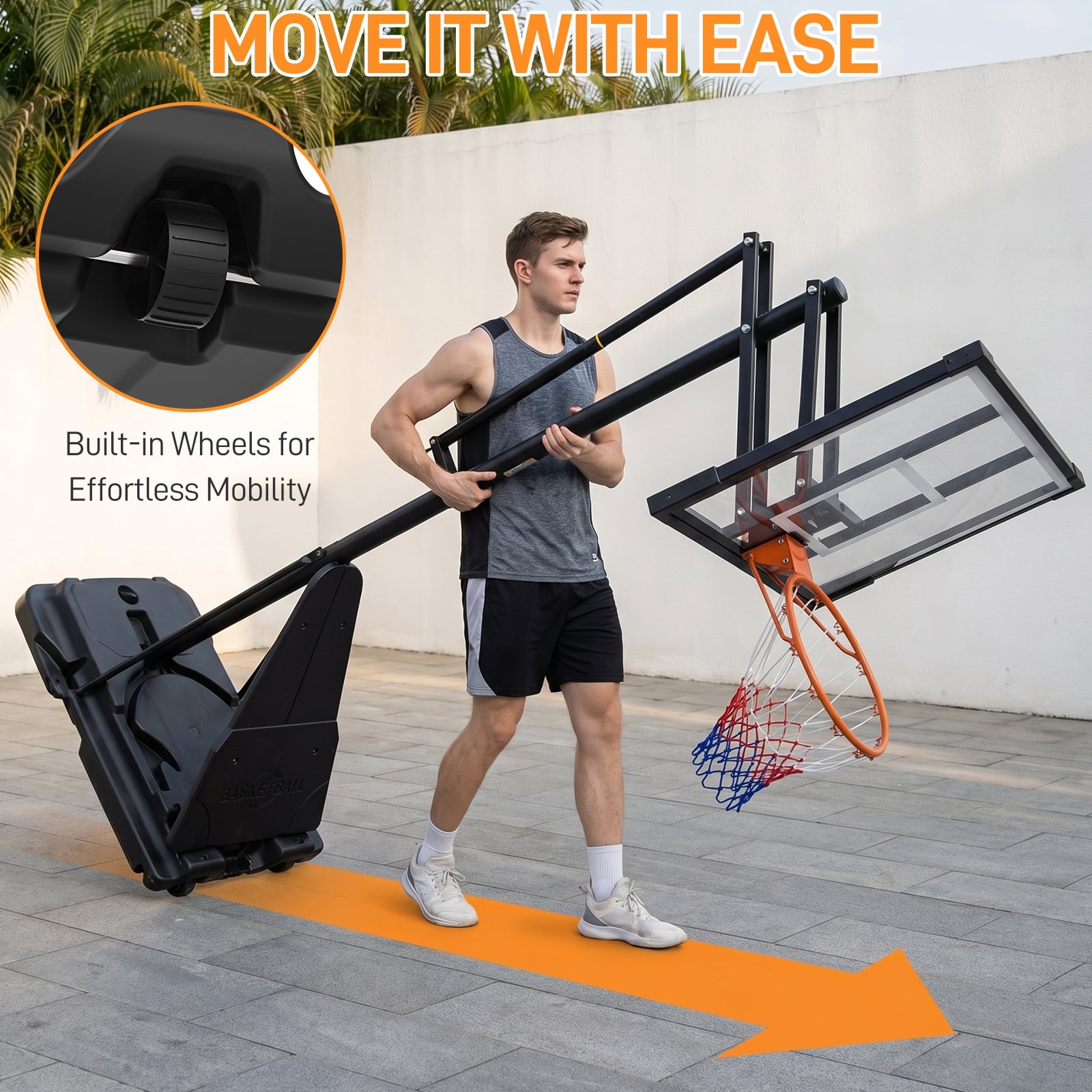 Ktaxon 48in Portable Basketball Hoop Outdoor, 4.5-10FT Adjustable Height, Free Sandbag, Basketball Goal System for Youth and Adults