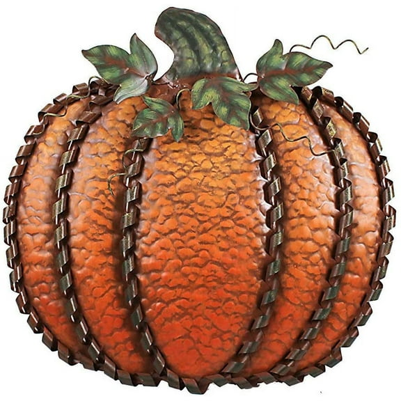 Metal Flat Pumpkin Decoration Indoor Outdoor Free Standing Metal Flat Pumpkins for Fall Harvest DecorThanksgiving Halloween Decoration - (19''H)