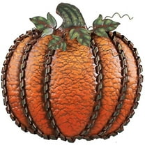 Metal Flat Pumpkin Decoration Indoor Outdoor Free Standing Metal Flat Pumpkins for Fall Harvest DecorThanksgiving Halloween Decoration - (19''H)