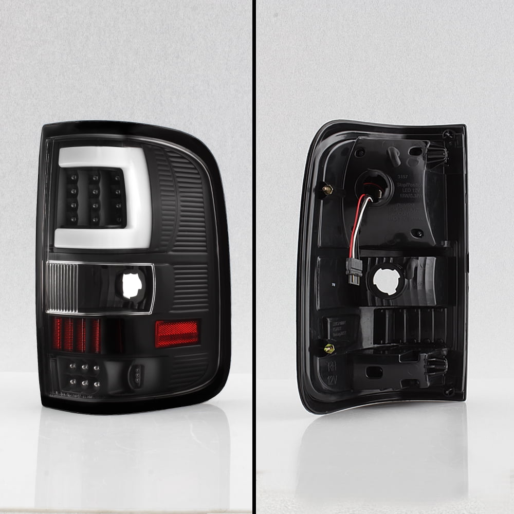 AKKON - For 2004 2005 2006 2007 2008 Ford F150 LED Tube Black Tail Lights Brake Lamps Replacement Set