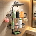 thumbnail image 2 of Shower Caddy Hanging Over Shower Head, Height Adjustable No-Drilling Bathroom Hanging Shelf Organizer, Rustproof Shower Caddy with Hooks, Shampoo Soap Holder for Inside Shower, 2 of 8