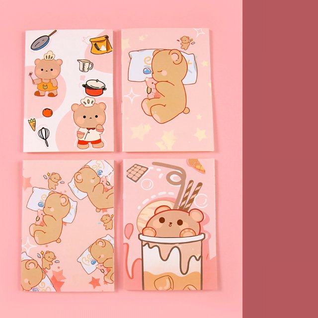Girls Cartoon Notebooks Full Water Pulp Grade A Paper Material 32 Pages Cute Notepads For Writing To Do ListsBear