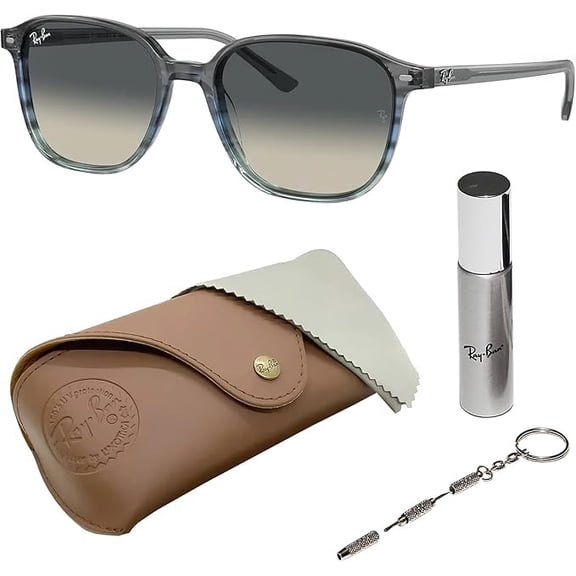 Ray-Ban RB2193 LEONARD Square Shaped Non-Polarized Sunglasses for Men & Women - Includes Official RAYBAN Eyewear Kit - Ideal Formal & Casual Wear Sunglasses - Grey Lens