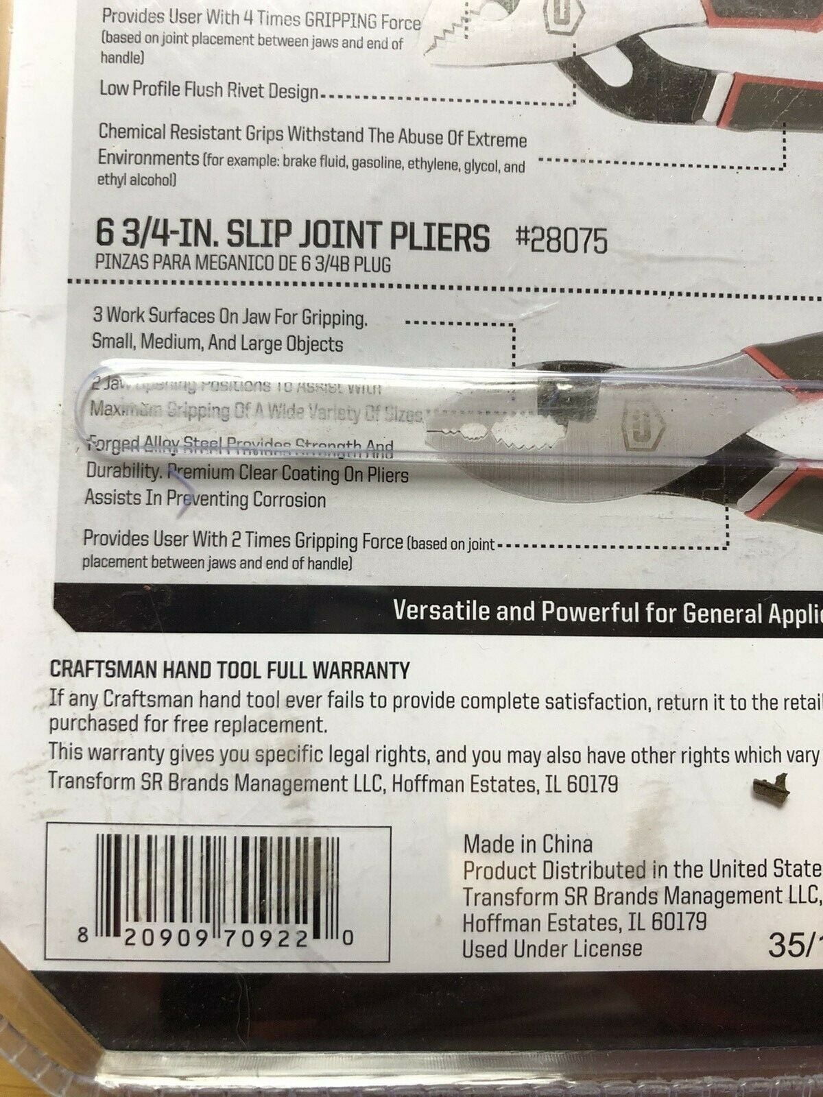 Craftsman 4 Piece Pliers Set