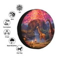 thumbnail image 4 of Naloa Lantern Giraffes Magical Forest PVC Leather Spare Tire Wheel Cover Spare Tire Cover, for Car Truck SUV Camper Trailer Universal Fit(14-17in)-14 inch, 4 of 6