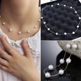 thumbnail image 2 of UDIYO Necklace Single Layer Adjustable Alloy Women Faux Pearl Clavicle Chain for Wedding, 2 of 7