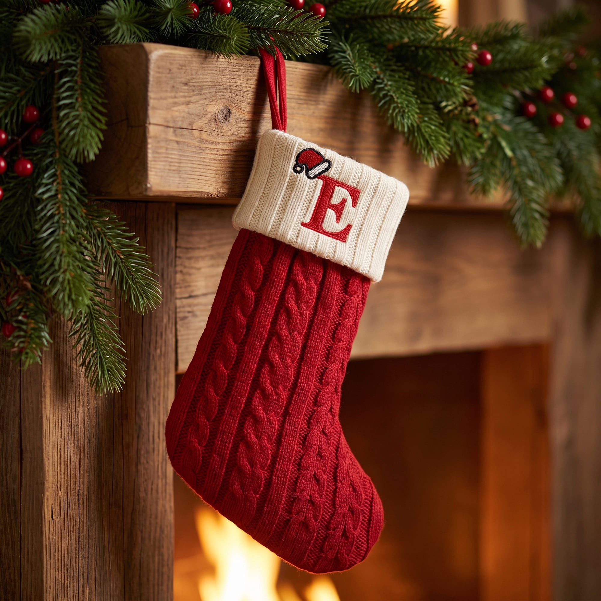 Unique Bargains Cartoon Christmas Luxury Grand Hearth Accent Stocking Letter E 8"