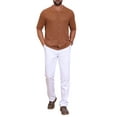 thumbnail image 2 of INSPIRE CHIC Men's Striped Shirt Summer Short Sleeve Knitted See Through Shirts M Brown, 2 of 5