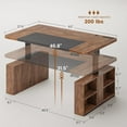 thumbnail image 3 of SEDETA 63" Standing Office Desk with Storage, Height Adjustable Executive Desk witj Power Outlets & Open Shelves, Large Computer Desk with Privacy Panel for Home Office, Brown, 3 of 9