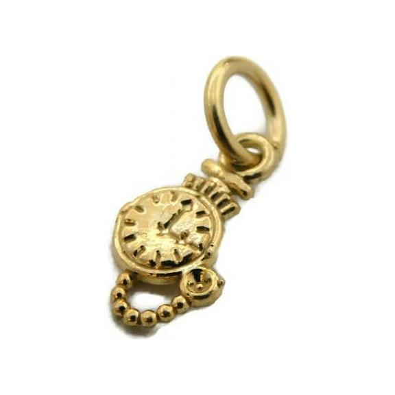 Pocket Watch Charm Pendant 14k Yellow Gold