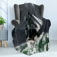thumbnail image 4 of Nautical Soft Flannel Fleece Throw Blanket, Big Ship on Wavy Ocean in a Stormy Weather with Thunderbolts Pirate Sails, Cozy Plush for Indoor and Outdoor Use, 70" x 90", Green and Grey, by Ambesonne, 4 of 5