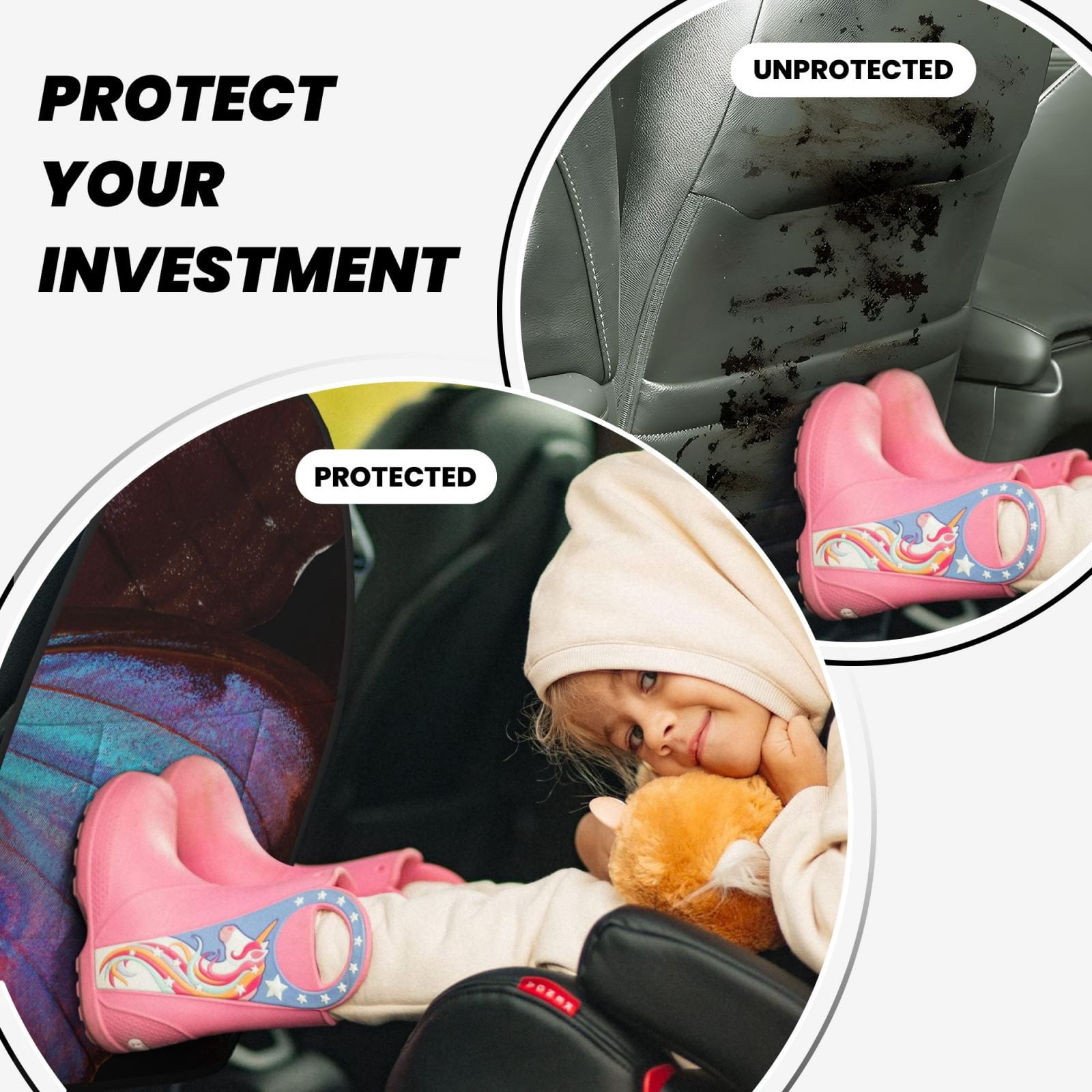 Kdxio Wings Of A Butterfly Print 2 Pack Car Kick Mat Seat Cover Back Protector Mat with Pockets for Organizer Backseat Protector and Storage Anti Kick Pad for Vehicles
