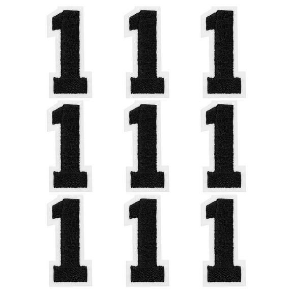 Uxcell Iron on Number Patches 2" Number 1 Embroidered Patch (Black, Pack of 9)