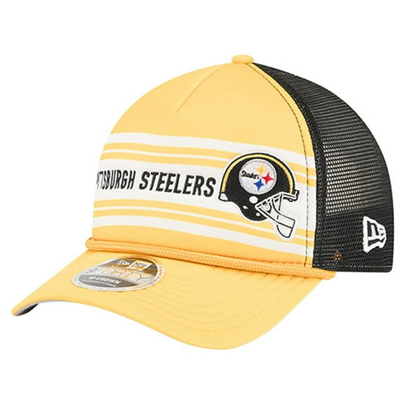 Men's New Era  Gold Pittsburgh Steelers  Linear A-Frame 9FORTY Adjustable Hat