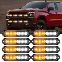 Nilight 8PCS Led Strobe Lights 12LED Amber White Emergency Light 12V 24V Surface Mount Flashing Warning Hazard Beacon Lights Ultra Slim Sync Feature Mini Grille for Cars Trucks Off Road Vehicles SUV