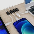 thumbnail image 2 of 16Pcs Barrel-Shaped Cable Holder, Cable Management Sticky Cord Organizer Clips Silicone Self Adhesive for Desktop Bedside USB Charging Cable Power Cord Wire PC Office Home (Black), 2 of 5