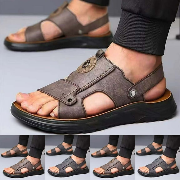 ZZwxWA Sandals Women Men's Thick Soled Wedge Shoes Fashionable and Casual Outdoor Wear Adjustable Leather Sandal Mens