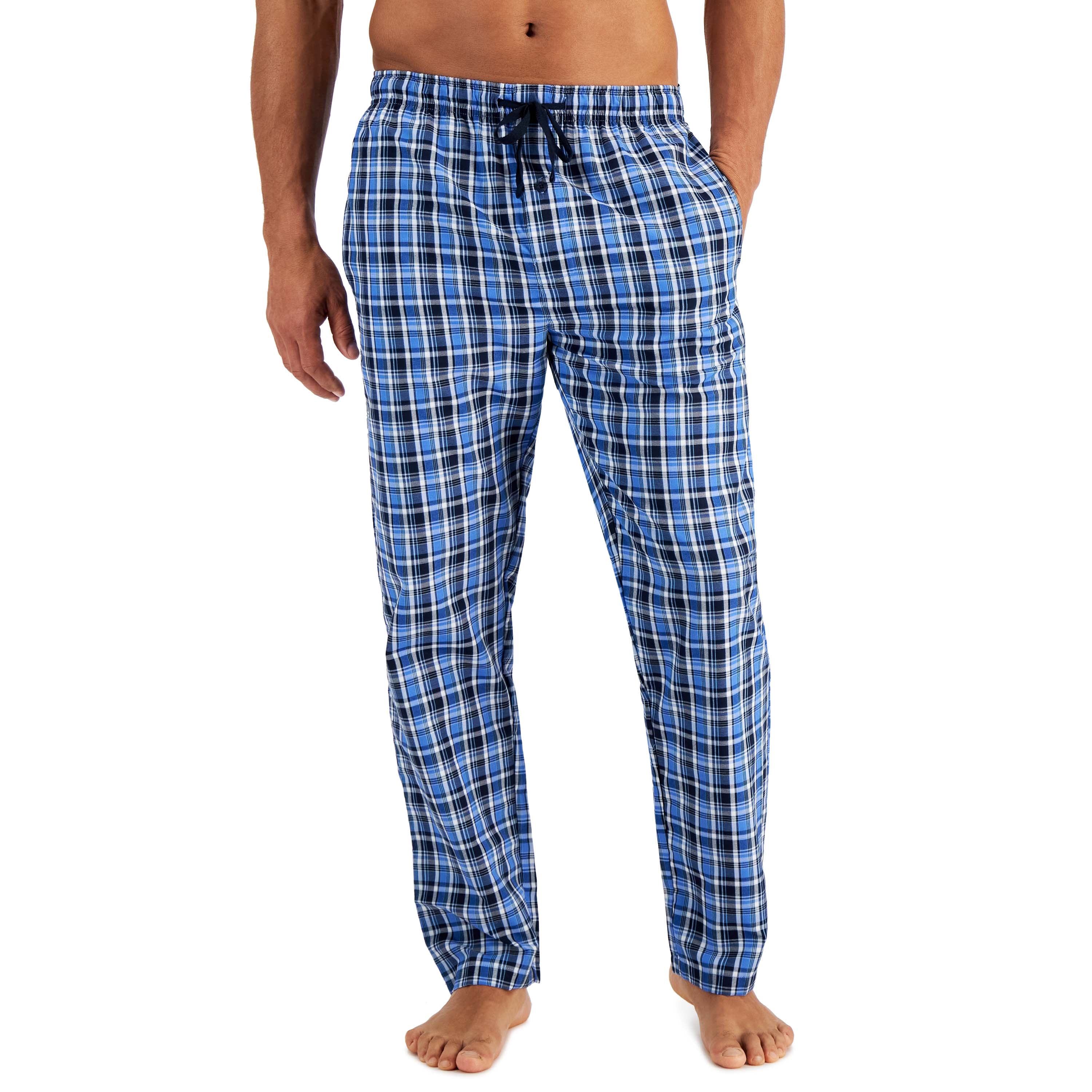 Hanes Men's Short Sleeve Knit Sleep Top with Woven Pajama Pants