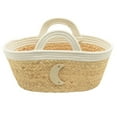 thumbnail image 2 of Water Hyacinth Storage Basket with Crescent Moon Plaque and Cotton Rope Trim, 2 of 9