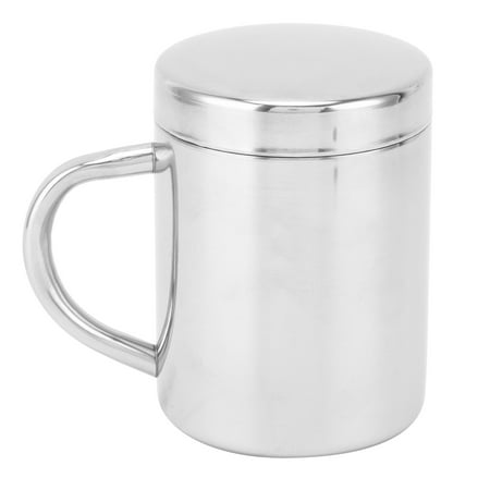 

Mug Double Wall Coffee Mug Ergonomic Handle Mirror-finished With Lid For Picnics For Camping 304 Silver With Lid
