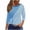 Blue, variant on ChaoHeng Womens Tops Trendy Casual Plus Size 3/4 Sleeve Front Cutout Allover Print Base Layer Cotton Summer Yellow S