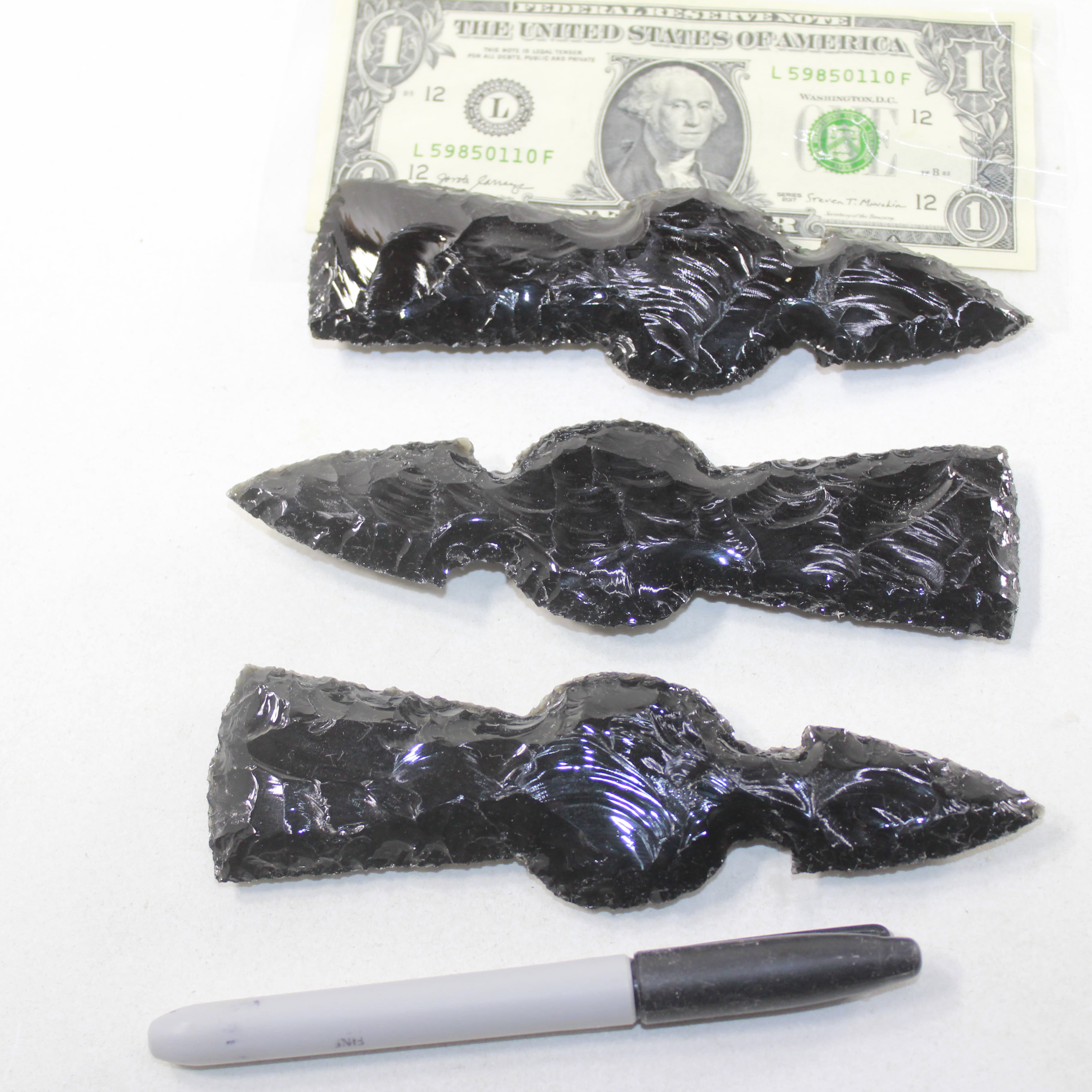 3 Obsidian Ornamental Tomahawk Heads #8125 Ax Axe Hatchet