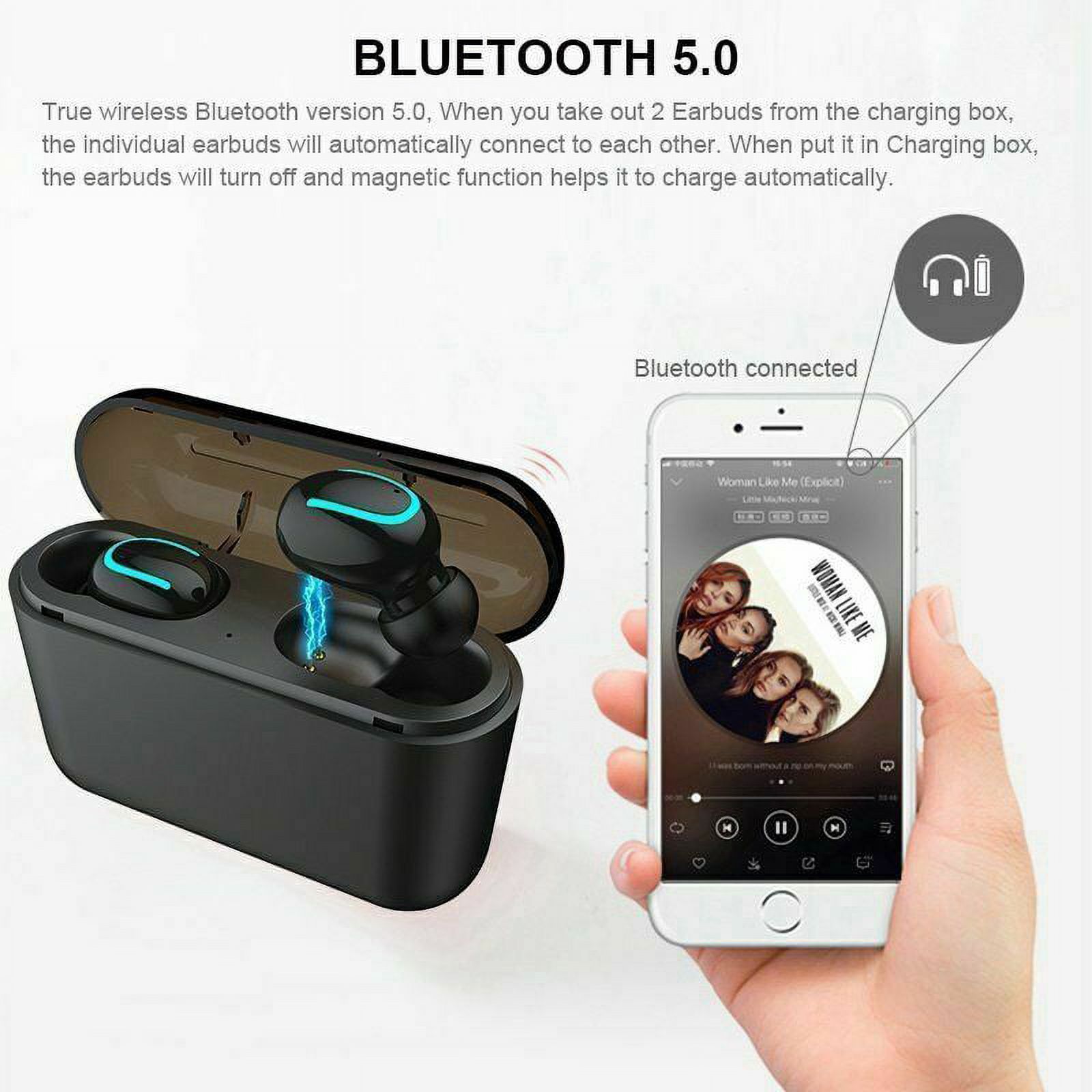 Tagital Mini Wireless Earbuds Bluetooth 5.0 Earpiece Headphones Headsets with Built-in Mic and Portable Charging Case for iPhone Samsung Smartphones