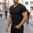 thumbnail image 2 of IhhxPro Men's Knit V-Neck Fitness Tee Quick Dry Stretchable Ribbed Workout Shirt Athletic Gym Activewear Slim Fit Casual Summer Training Top S-3XL, 2 of 9