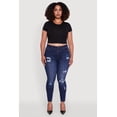 thumbnail image 2 of Women's Plus Size WAX Distressed High Waisted Skinny Jeans, 2 of 5