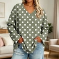 thumbnail image 2 of CHGBMOK Women's Plus Size Polka Dot Tops Long Sleeve V Neck T-shirts Basic Dressy Casual Blouses, 2 of 7