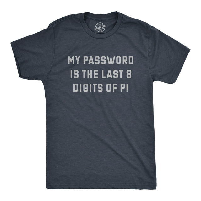 Mens My Password Is The Last Eight Digits Of Pi T Shirt Funny Nerdy Math Joke Tee for Guys (Heather Navy - PASSWORD) - 3XL