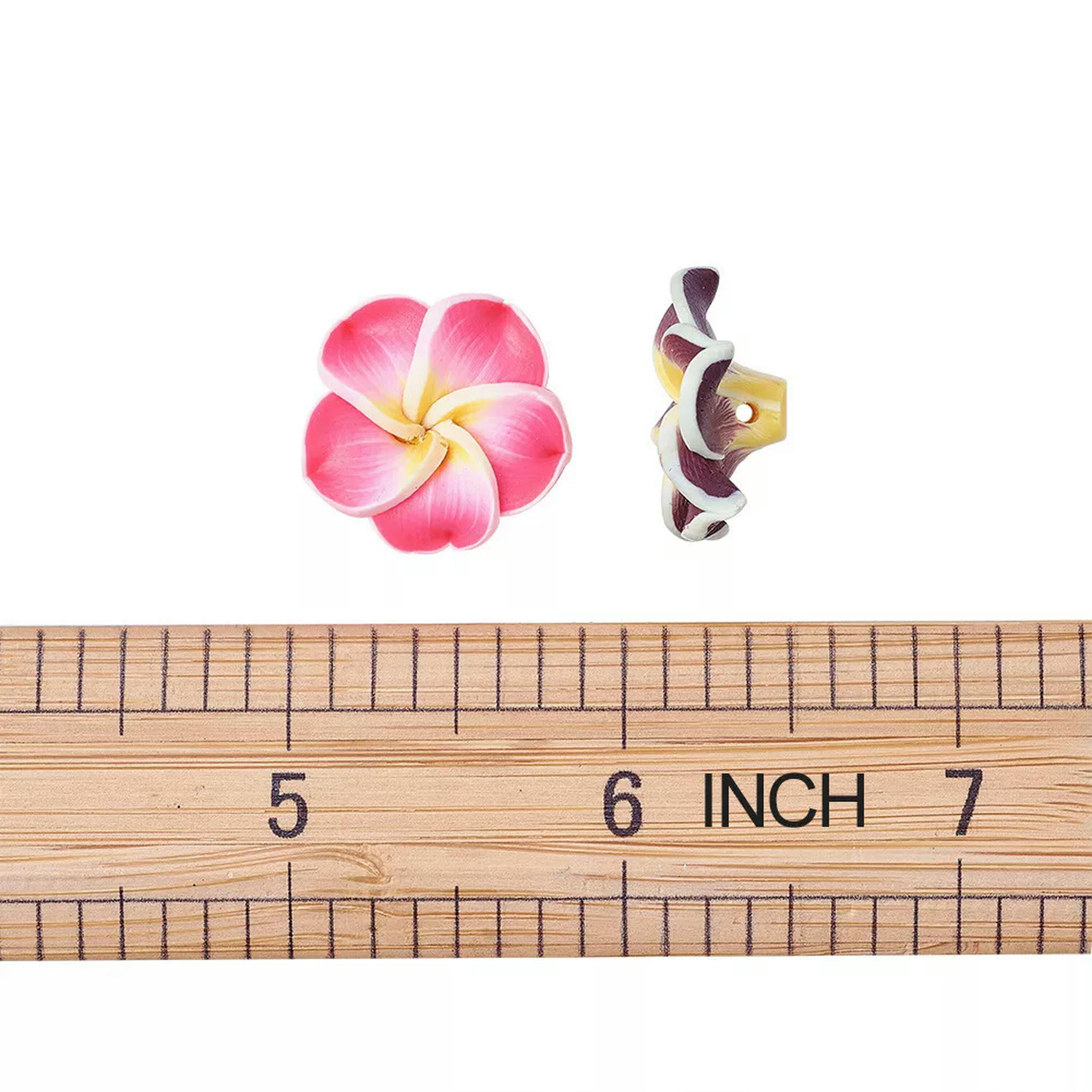 U8MO 200pcs Handmade Polymer Clay 3D Flower Plumeria Beads Mini Spacer Craft 20x10mm